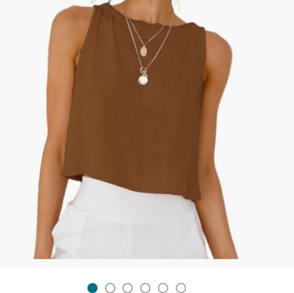 Sleeveless Linen Brown Top